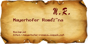 Mayerhofer Romána névjegykártya